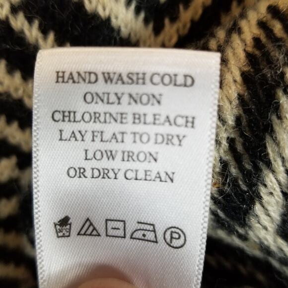 Coldwater Creek Women's Single Button Wool Blend Long Cardigan Black Tan Medium - Picture 6 of 6